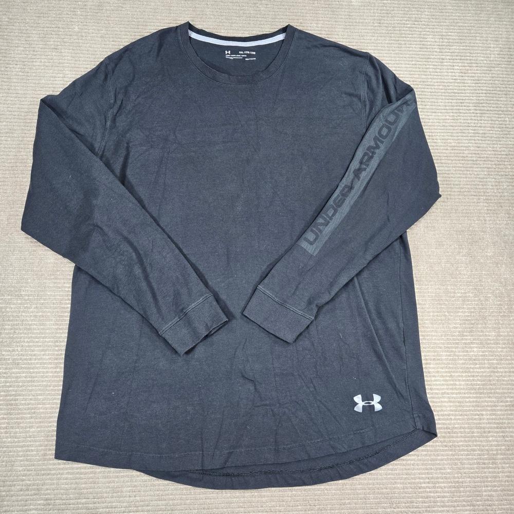 Under Armour Mens 2XL Black HeatGear Graphic Long Sleeve Training Shirt 1318639